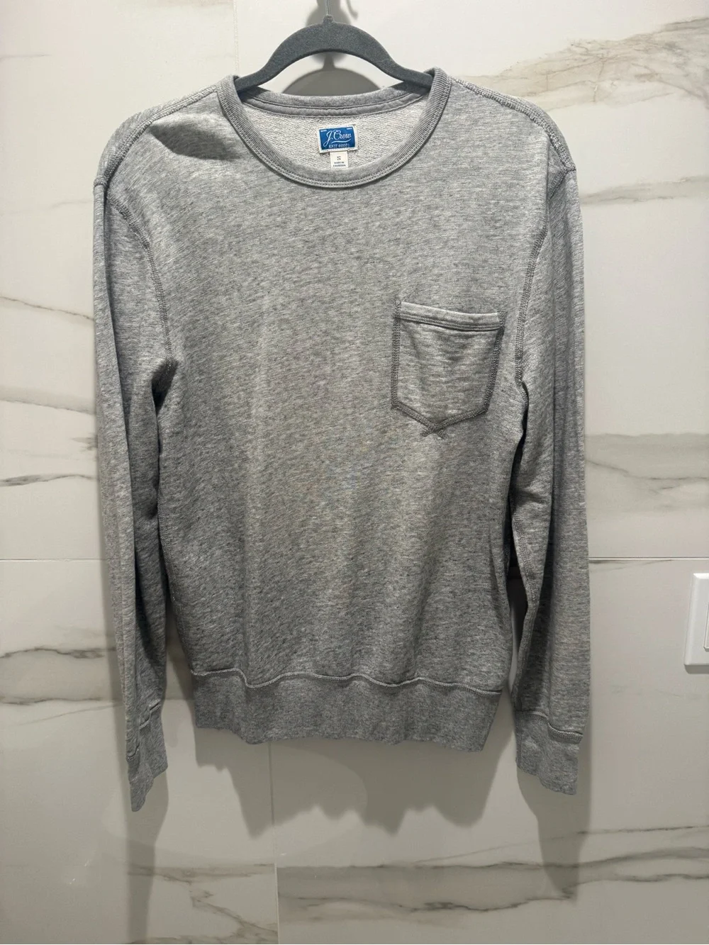 J. Crew Heather Gray Crewneck Pocket Sweater